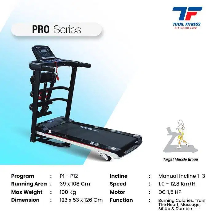 TREADMILL ELEKTRIK TL 607 MANUAL INCLINE 3 FUNGSI PRO SERIES