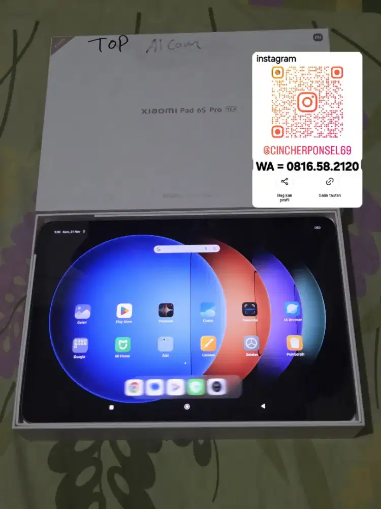Jual tab Xiaomi Pad 6S Pro 8/256 12.4 likenew istimewa resmi indonesia