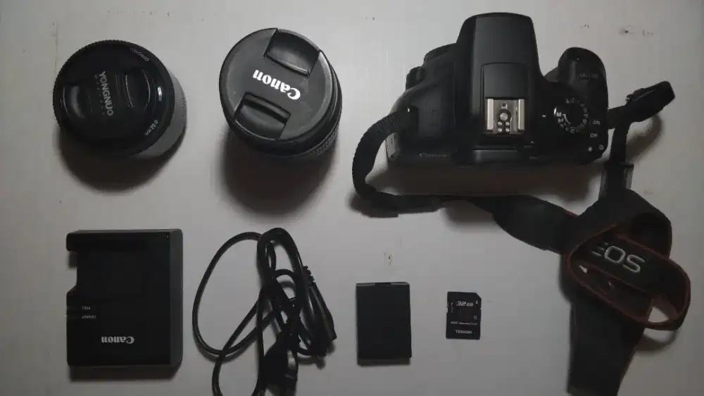 Canon 1300d+lensa kit 18-55mm+lensa fix yongnou 50mm f1.8 Nego Aja