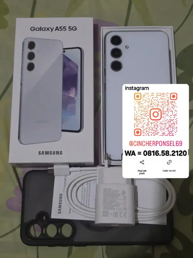 Jual hp bekas samsung A55 8/256 5g istimewa grns free ADAPTOR n case