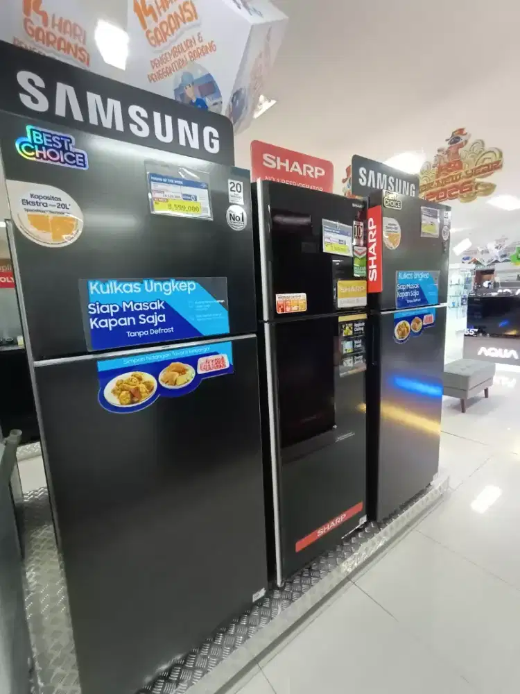 SAMSUNG REFRIGERATOR 2 DOR 415L BlACK PROMO BUNGA 0% FRE 1/2X CICILAN