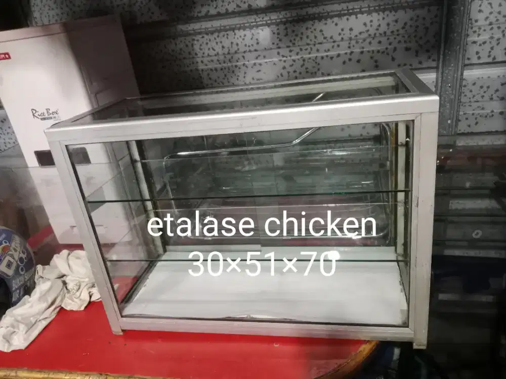 Etalase usaha chicken dan ayam bakar 30×51×70 bekas