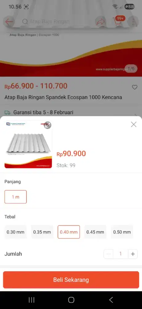 Atap spandek 0.4 tebal good condition