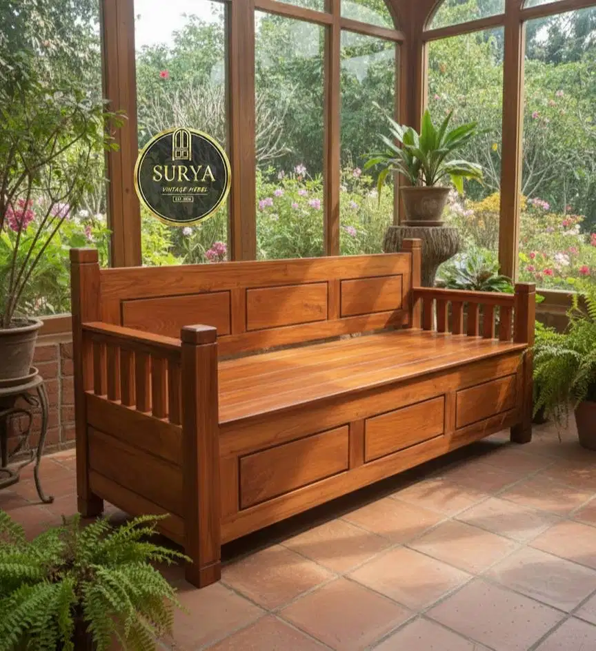 kursi teras jati elegant dengan finishing glossy bisa custom