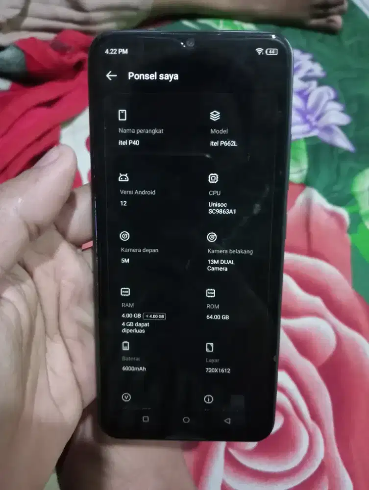 itel p40 hitam 4/64