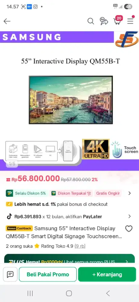 TV TOUCHSCREEN SAMSUNG & 1 SET STIK GOLF