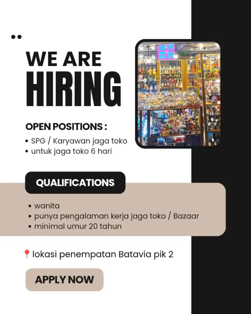 Dibutuhkan SPG / karyawan wanita di lokasi Batavia PIK 2