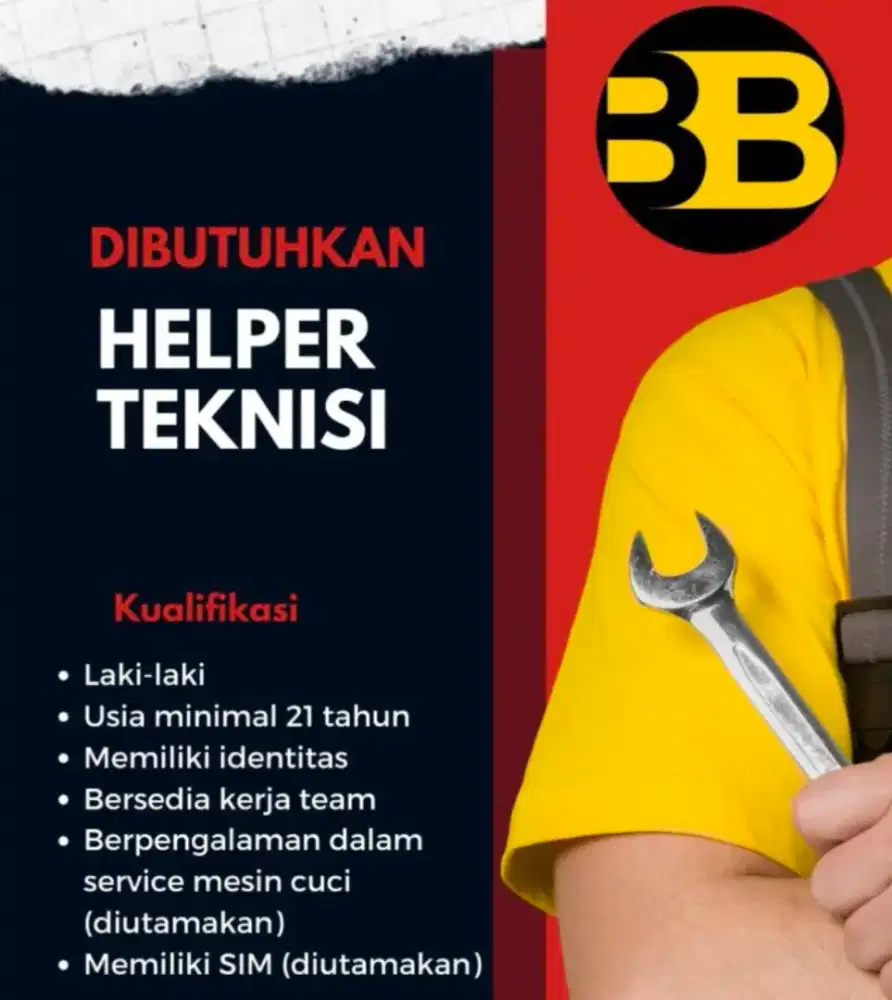 Lowongan Kerja : Helper/Teknisi Mesin Laundry