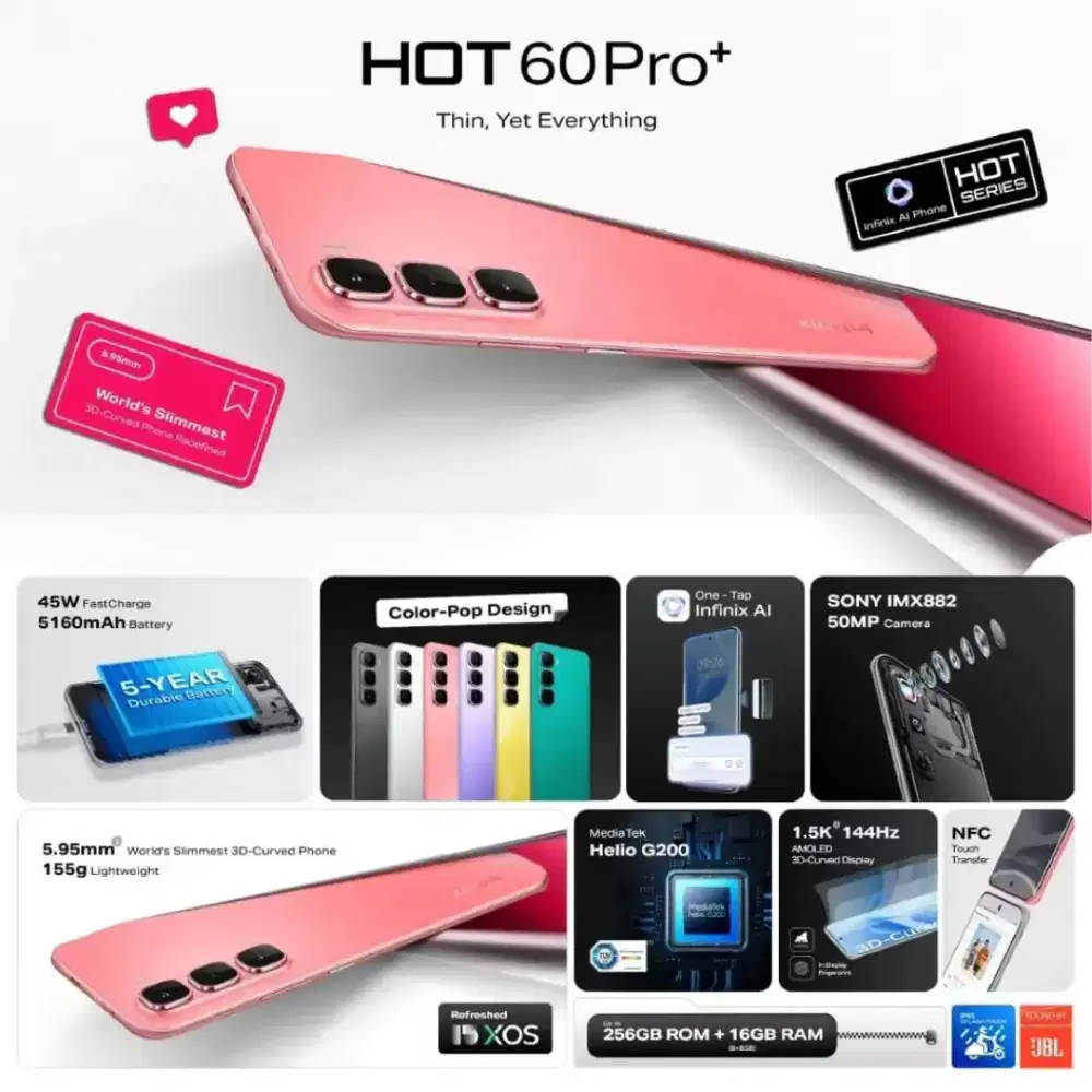 Judul : 
Jual Hp Infinix Hot 60 Pro Plus ram 8/256 (cash/kredit bisa)