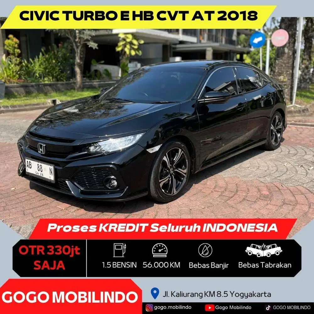 Honda Civic Turbo E Hatchback CVT Matic 2018 Plat AB DP Minim Altis