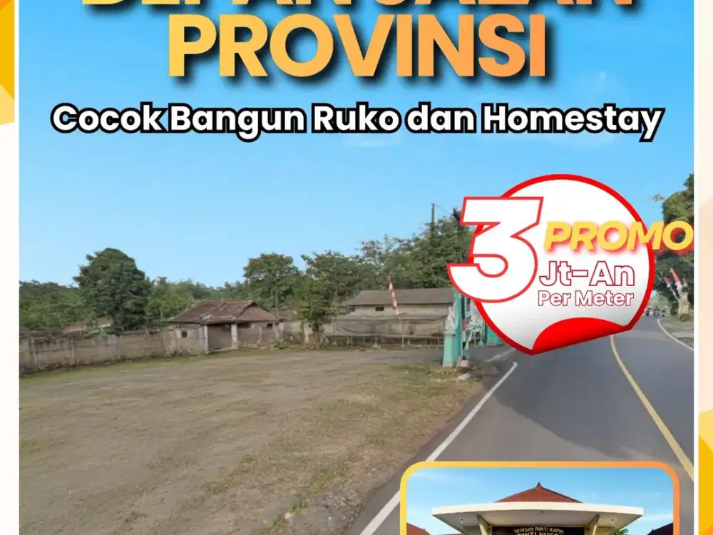 Tanah Jogja Tepi Jalan Raya Area Kampus UII, Nyaman Huni dan  Asri