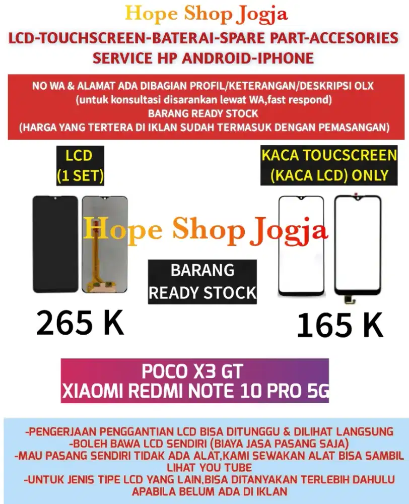 Touchscreen-Baterai-Lcd Xiaomi Redmi Note 10 pro 5G-Poco X3 GT