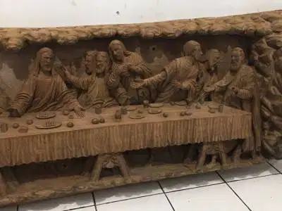 Relief Perjamuan Terakhir Jati lawas utuh  155cm
