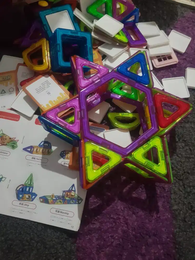 Mainan edukasi magnet balok magnetic block building pola