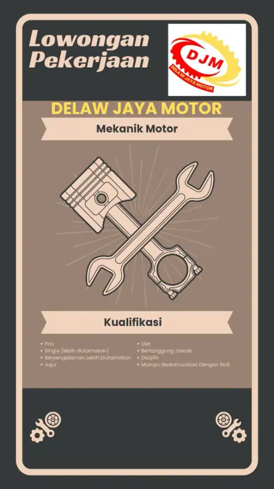 Lowongan kerja Mekanik dan asistennya