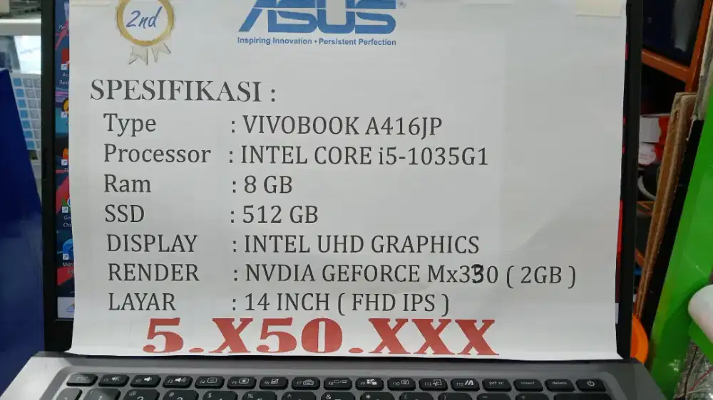 PROMO RAMADHAN ASUS A416JP INTEL CORE i5-1035G1 RAM 8GB SSD 512GB