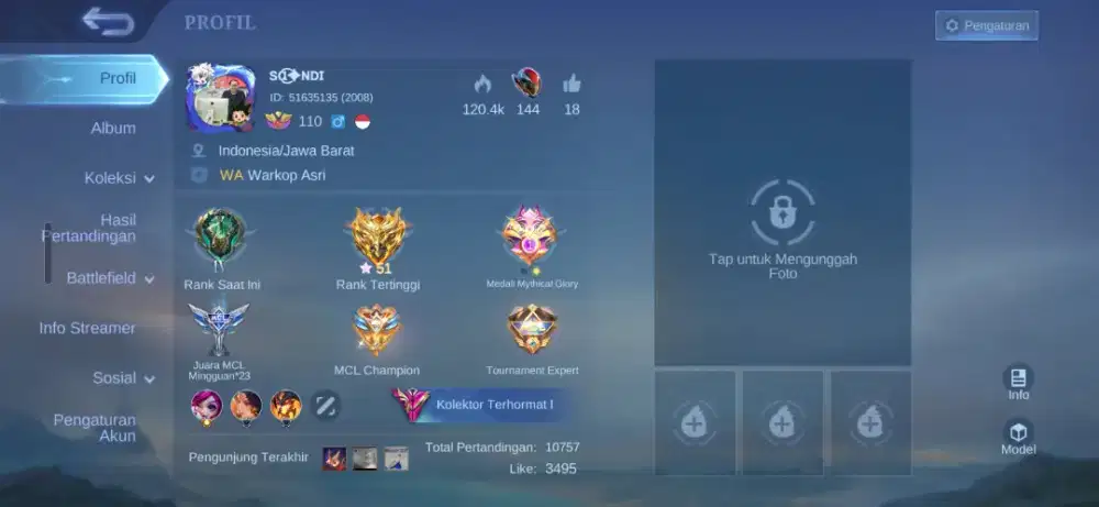 JUAL AKUN ML KOLEKTOR TERHORMAT 1 EDISI PENSIUN