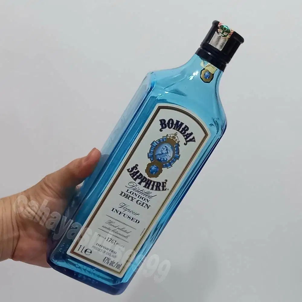 Botol Kosong Bombai 1000ml Koleksi Hiasan Kamar Bekas Minuman Import