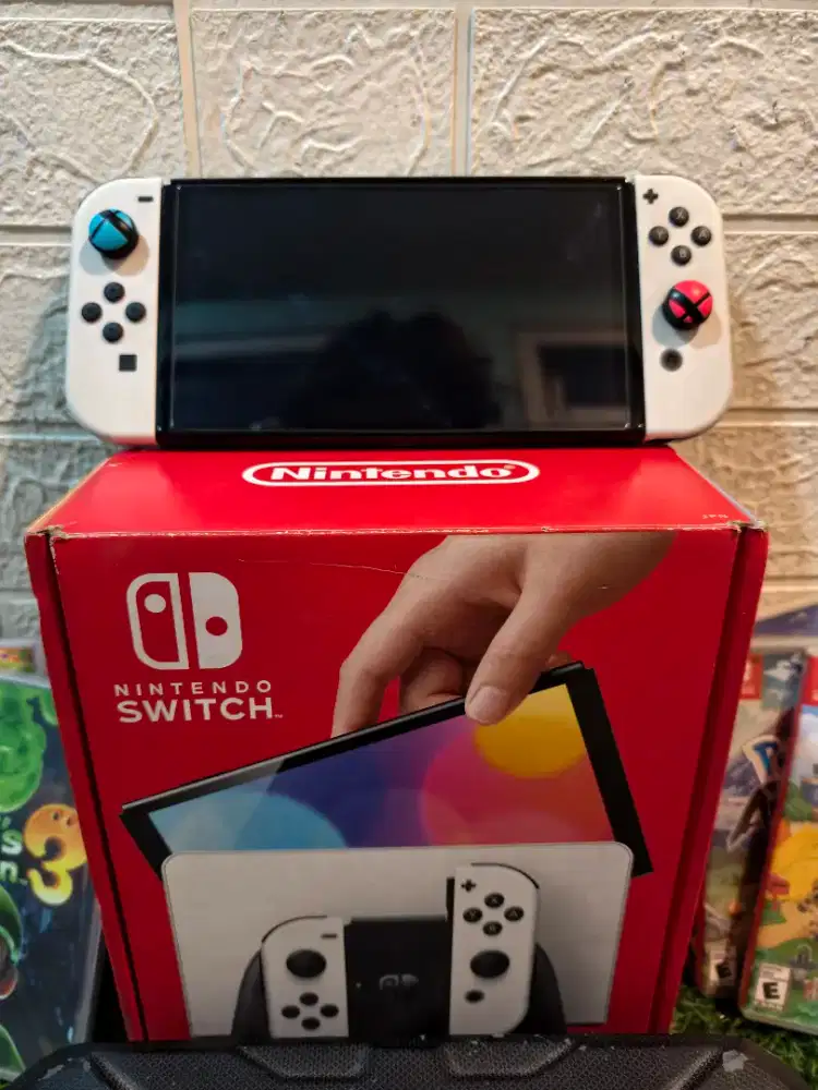 NINTENDO SWITCH OLED WHITE PAKET LENGKAP 6 GAMES