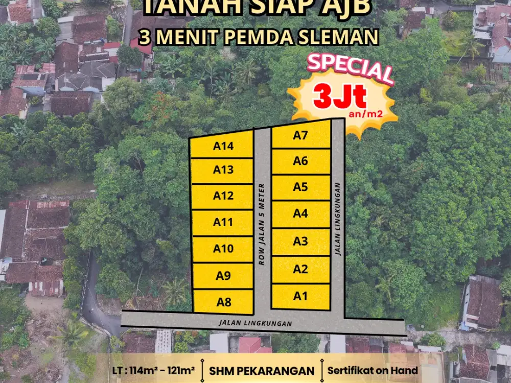 Tanah Jogja Siap AJB, Jl Purbaya, 5 menit Sleman City Hall