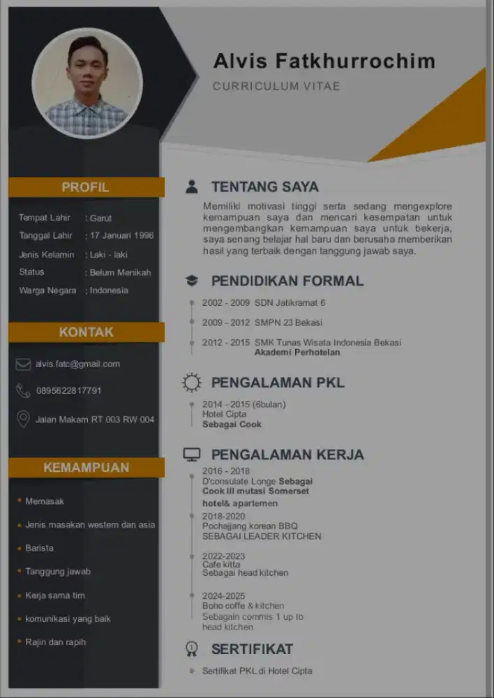 Mencari pekerjaan koki/cook/chef/juru masak