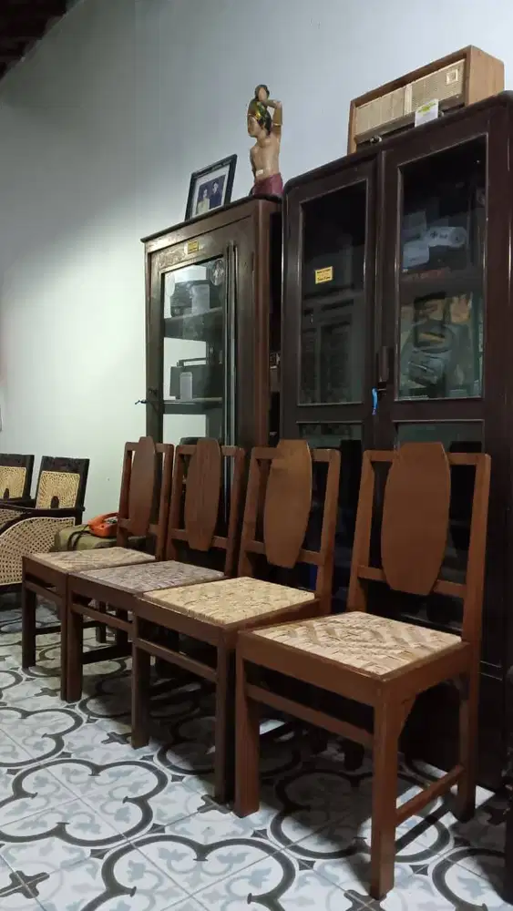 Jual Murah Kursi / Bangku Jati Rotan Kampung Lawas Jadul Kuno Klasik