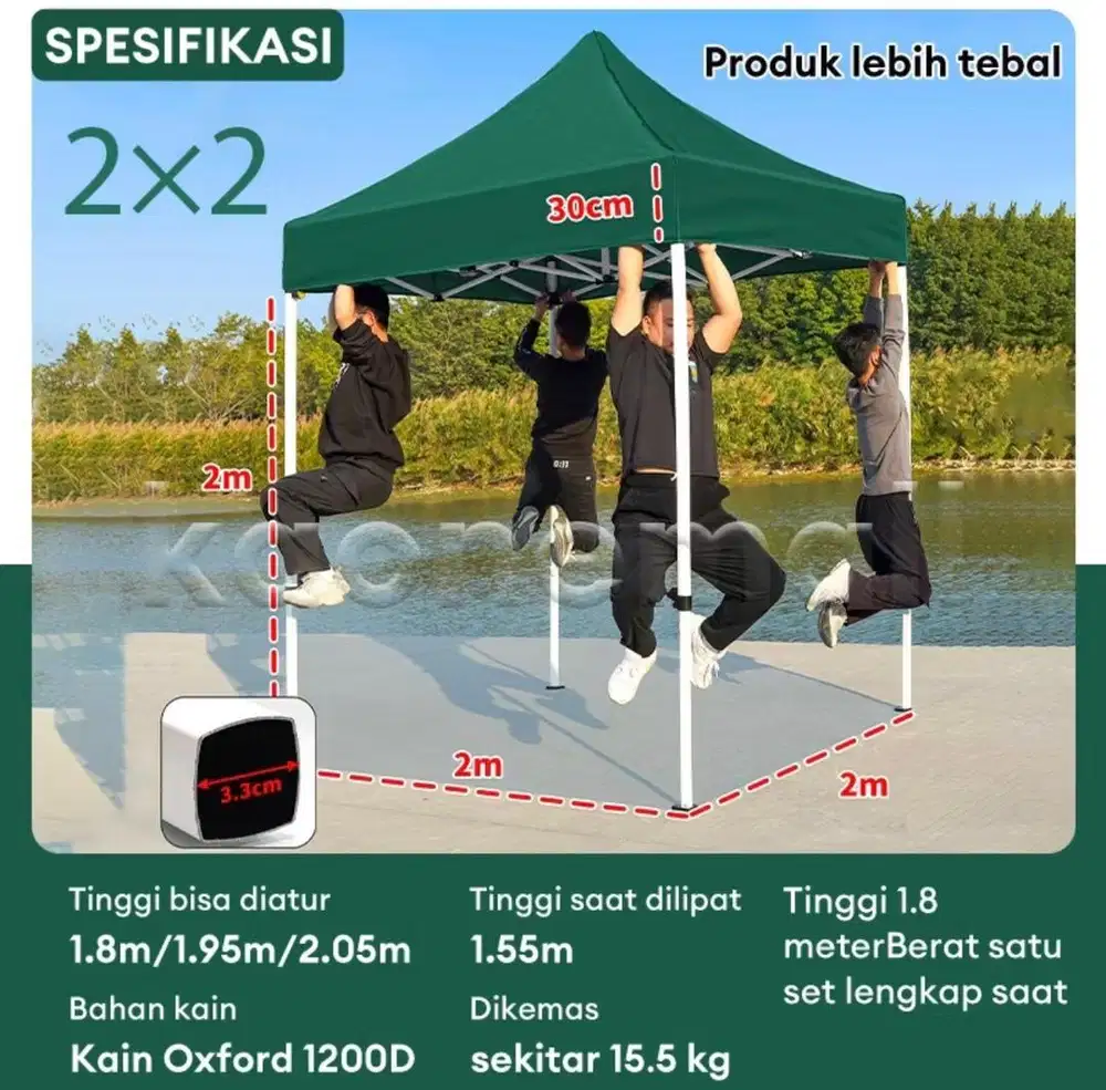 Tenda Bazar uk 2 x 2 meter warna hijau