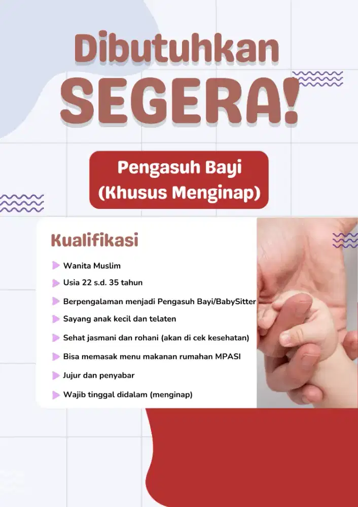 Lowongan Kerja Pengasuh Bayi Khusus Menginap