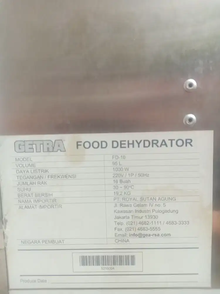 Food Getra dehydrator Type FD-16