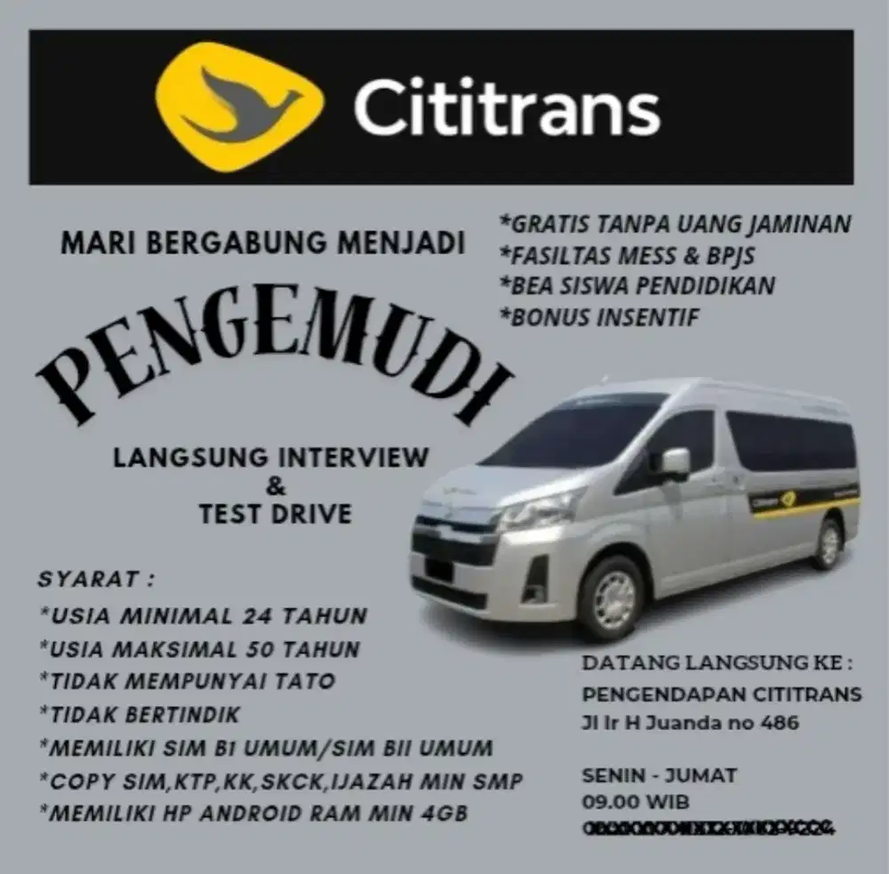Lowongan kerja Driver Cititrans