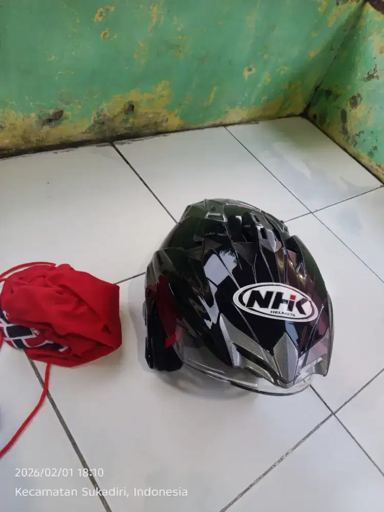Jual helm NHK predator crypton solid black doff
