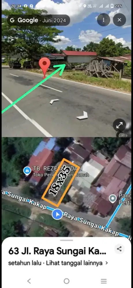 Tanah tepi jalan raya kakap pal 6  pontianak