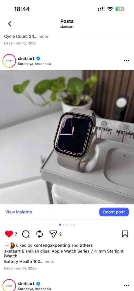 Apple Watch Series 7 41mm Starlight iWatch Battery Health 100%