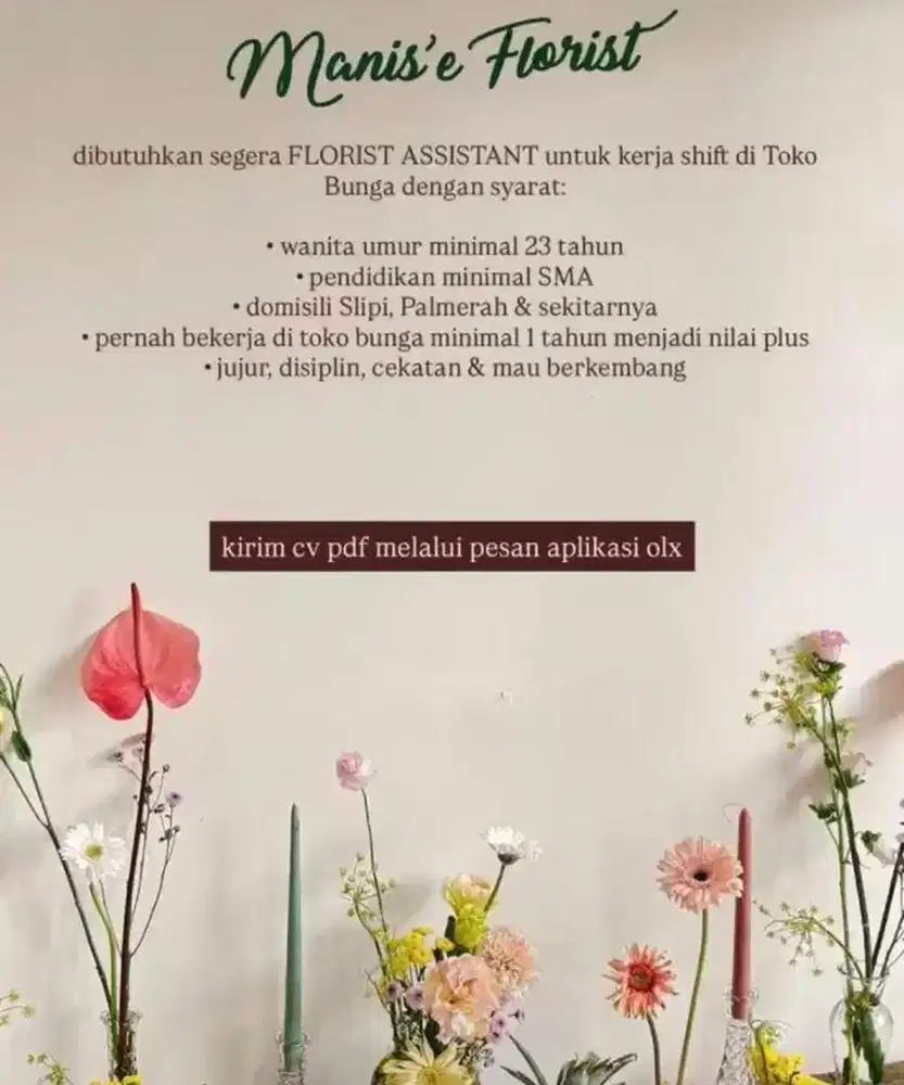 Lowongan Kerja Shift Toko Bunga