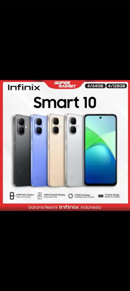 Jual Handphone Baru infinix Smart10.Rom8/128gb.asli segel resmi