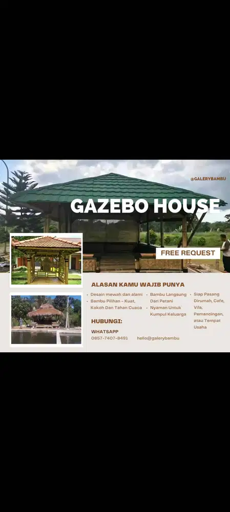 MENJUAL SAUNG BAMBU GAZEBO