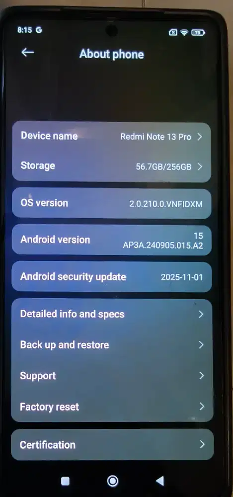 Dijual hp Xiaomi Redmi Note 13 Pro