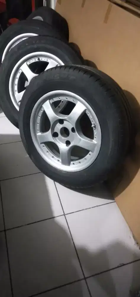 4 VELG Ring15+BAN 90-95%DUNLOP 195/65-R15 BONUS 16 MUR RACING PANJANG