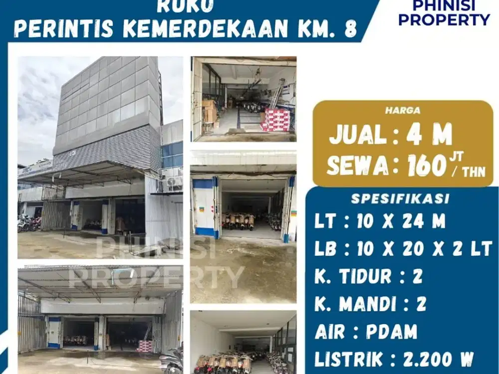 Dijual Ruko Lebar Di Perintis Kemerdekaan KM.8 Depan MTOS