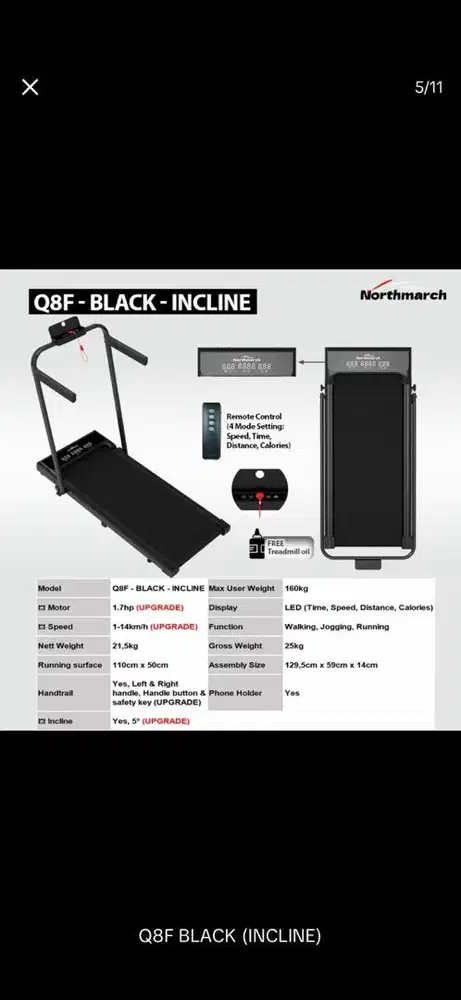 Treadmill Northmarch Q8F (BLACK)