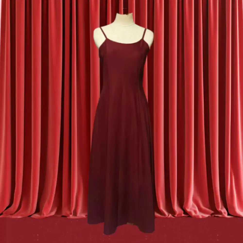 Dress Merah Maroon Simple Veminim