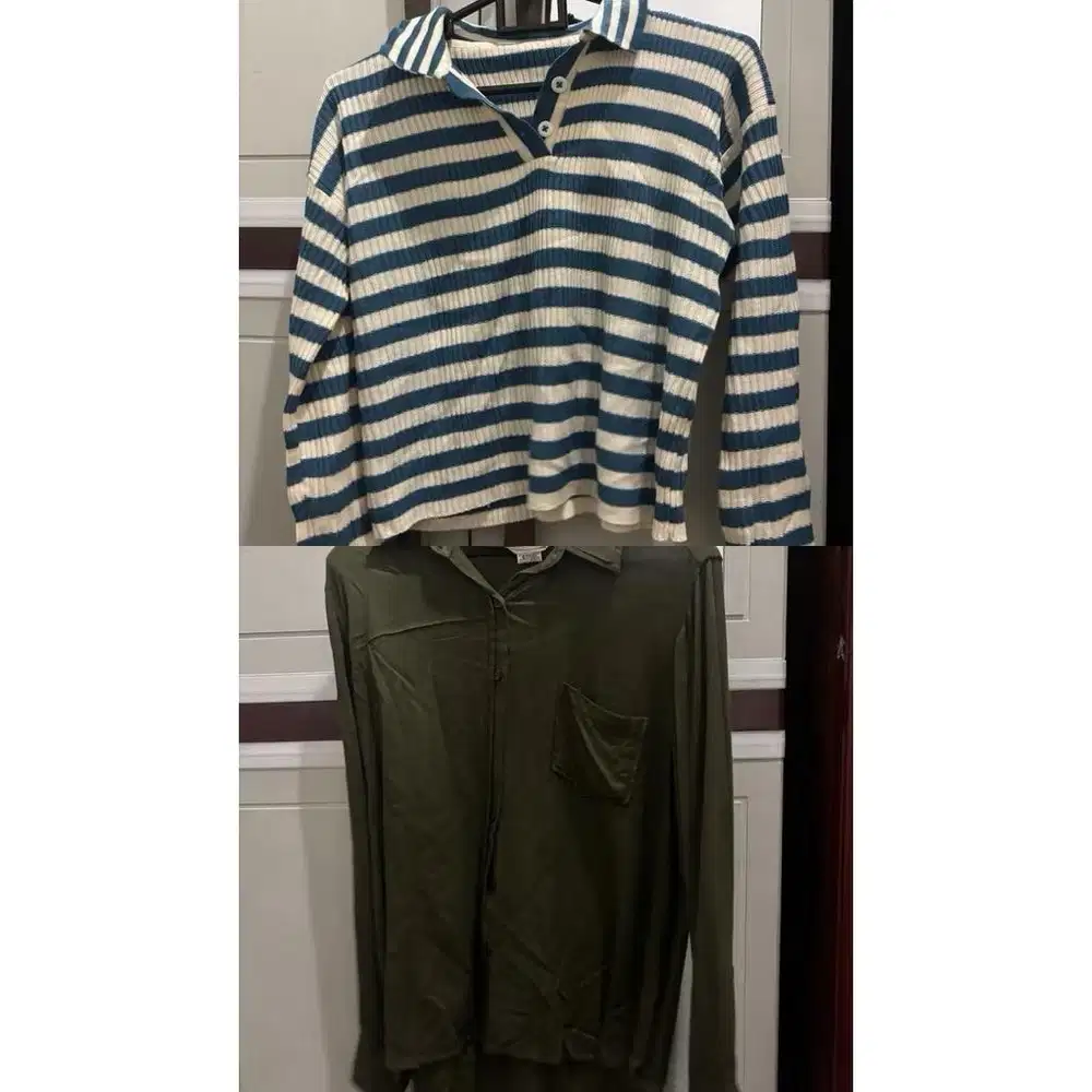 Strip croptop dan kemeja army