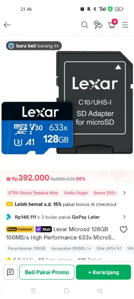 LEXAR micro-SD  128GB 633x