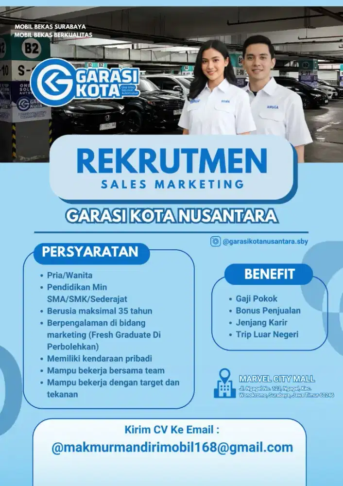 DICARI SALES MARKETING MOBIL BEKAS