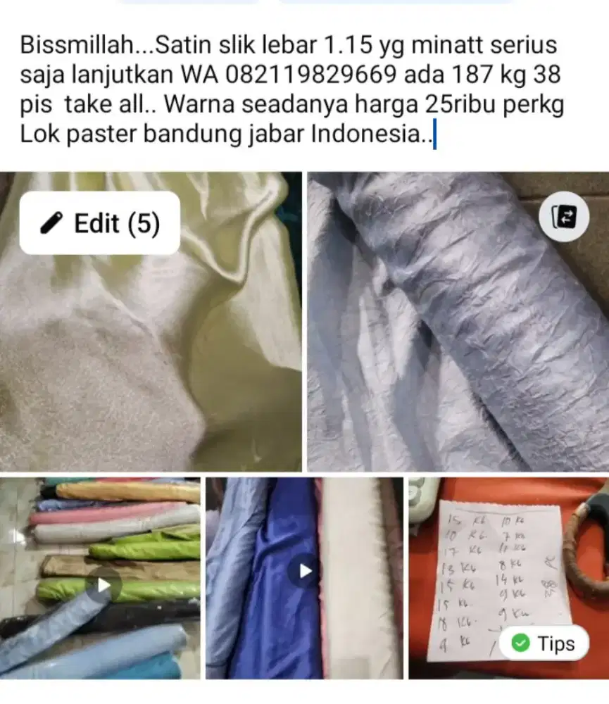 Bissmillah...Satin slik lebar 1.15 yg minatt serius saja lanjutkan WA
