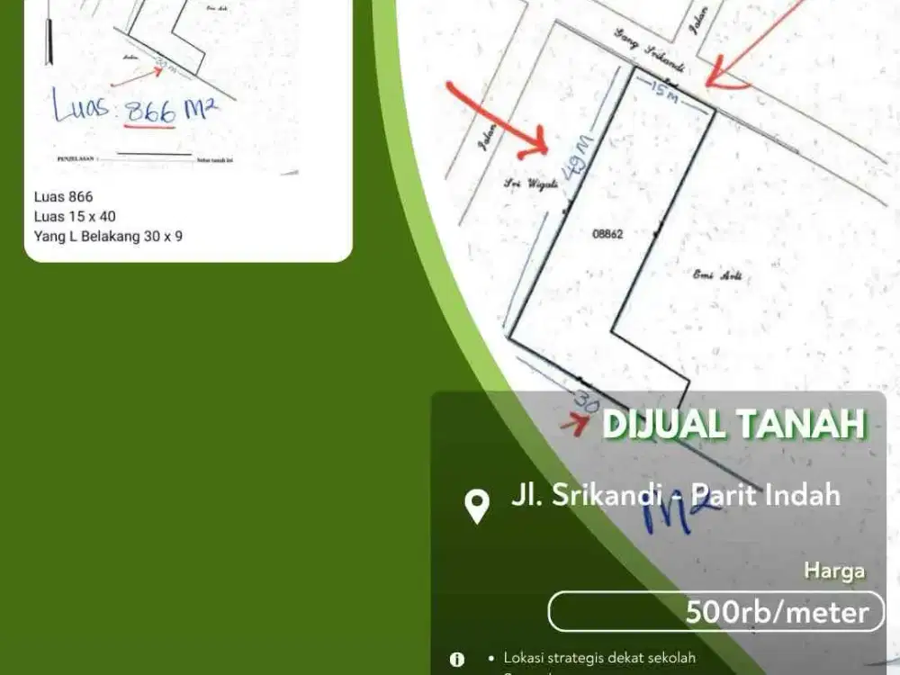 Dijual Tanah Jalan Srikandi Pekanbaru Kota Siap Usaha!