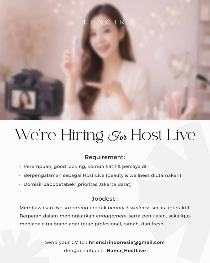 Lowongan Kerja Host Live Lencir Indonesia