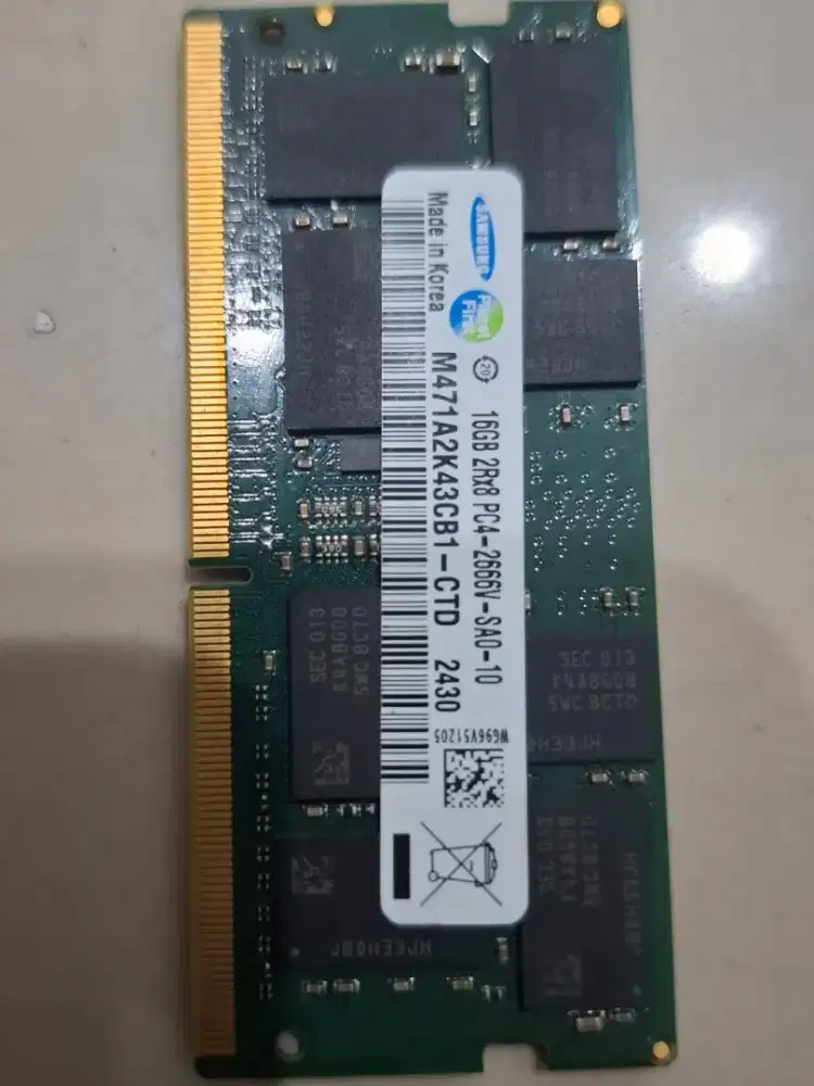 Ram laptop sodimm 16gb ddr4 2666v cabutan dari laptop normal