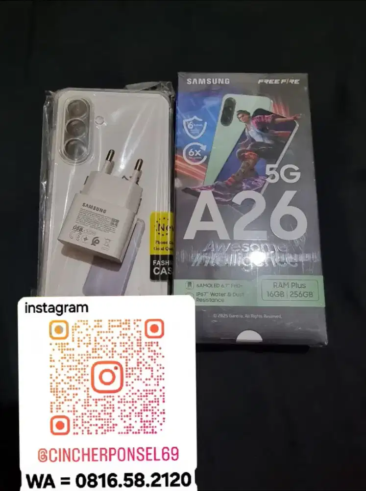 Jual HP baru SAMSUNG A26 5g 8/256 segel resmi free adaptor n case