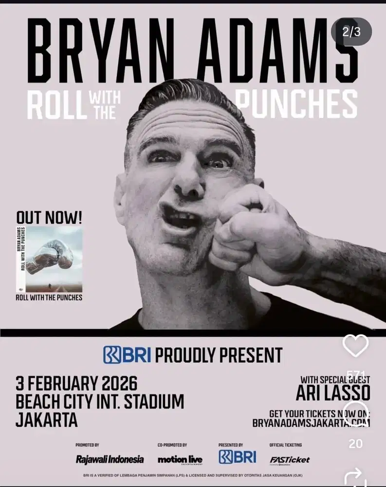 Ticket Concert Bryan Adams - Cat 2 | Beach City Int. Stadium Jakarta |
